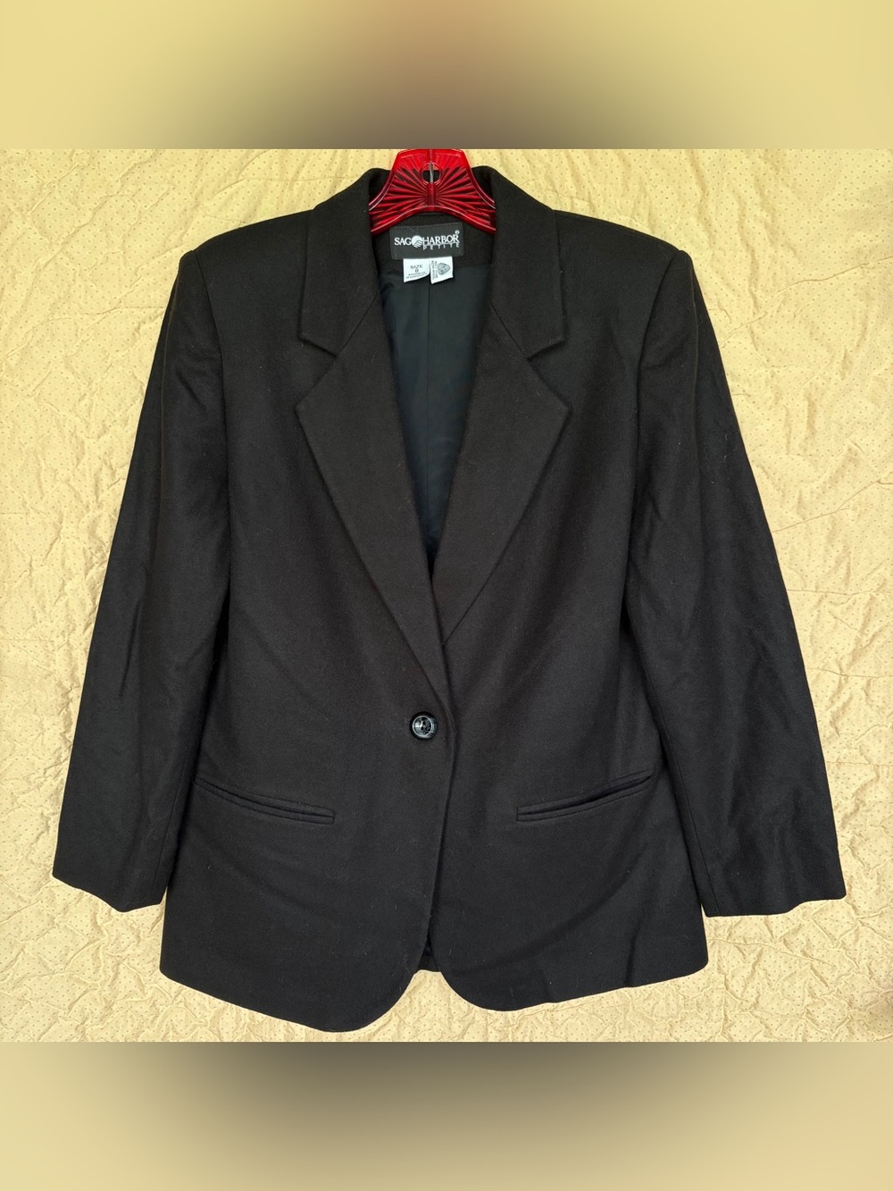 Y2K Vintage Sag Harbor Women's 8 Wool Blazer One Button Black Preppy Classy